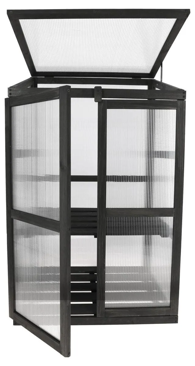 Kasvihuone seinää vasten musta, 60 x 40 x 100 cm