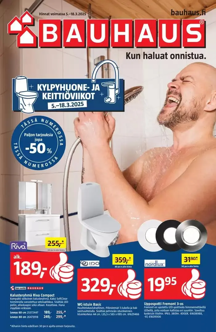 Bauhaus tarjoukset voimassa alkaen 6. maaliskuuta - 18. maaliskuuta 2025 - Tarjouslehti sivu 1
