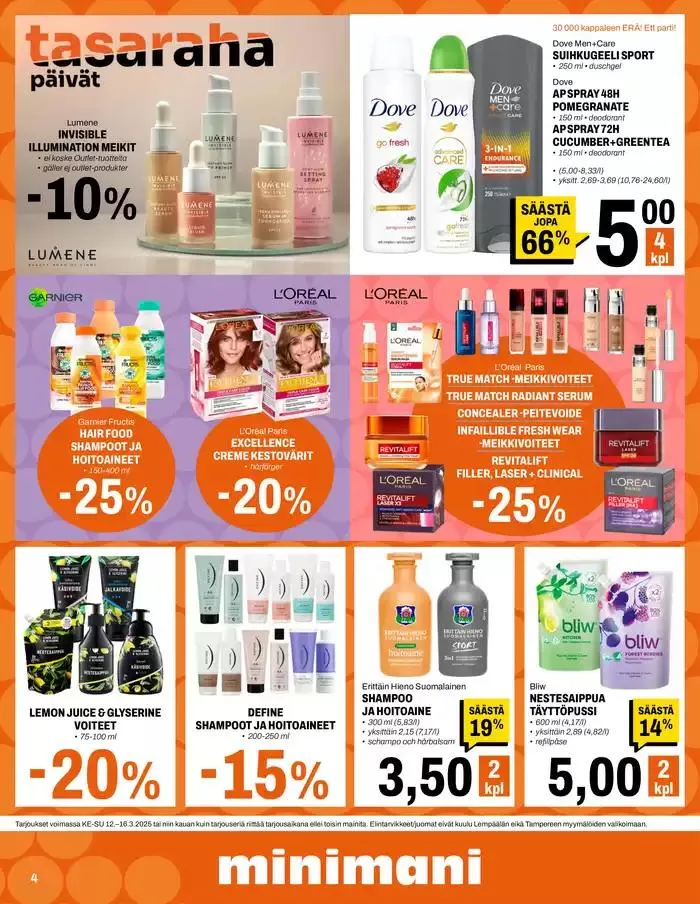 Minimani Yhtiöt Oy voimassa alkaen 12. maaliskuuta - 16. maaliskuuta 2025 - Tarjouslehti sivu 4
