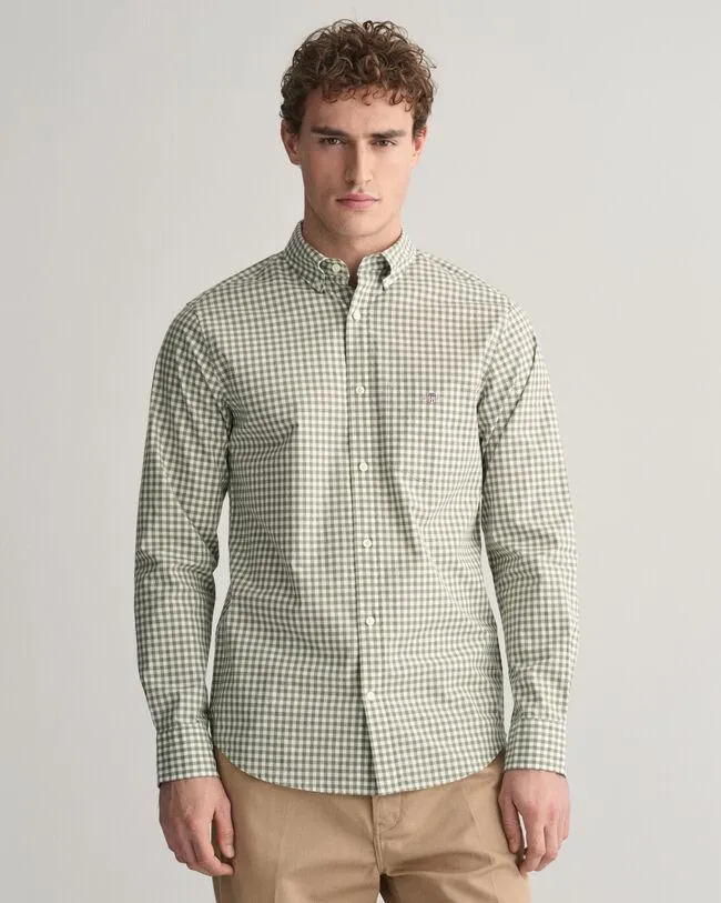 Regular fit ‑mitoitettu gingham-ruutuinen popliinipaita