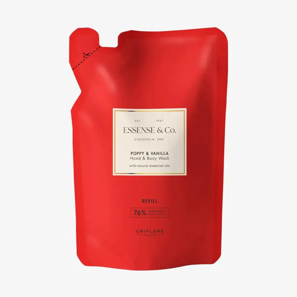 Essense&Co. Poppy & Vanilla -käsi- & vartalopesun täyttöpakkaus