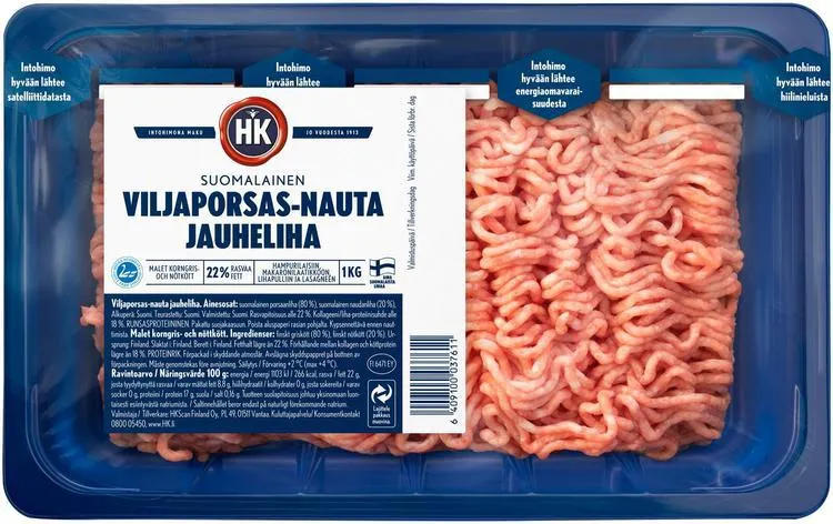 HK Viljaporsas- Nauta jauheliha 22% 1 kg