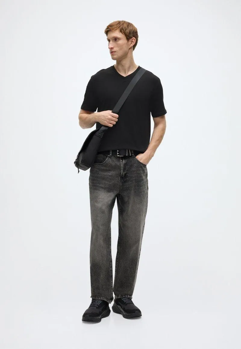 3PK MENS ULTRA SOFT V-NECK TEE - T-paita - black