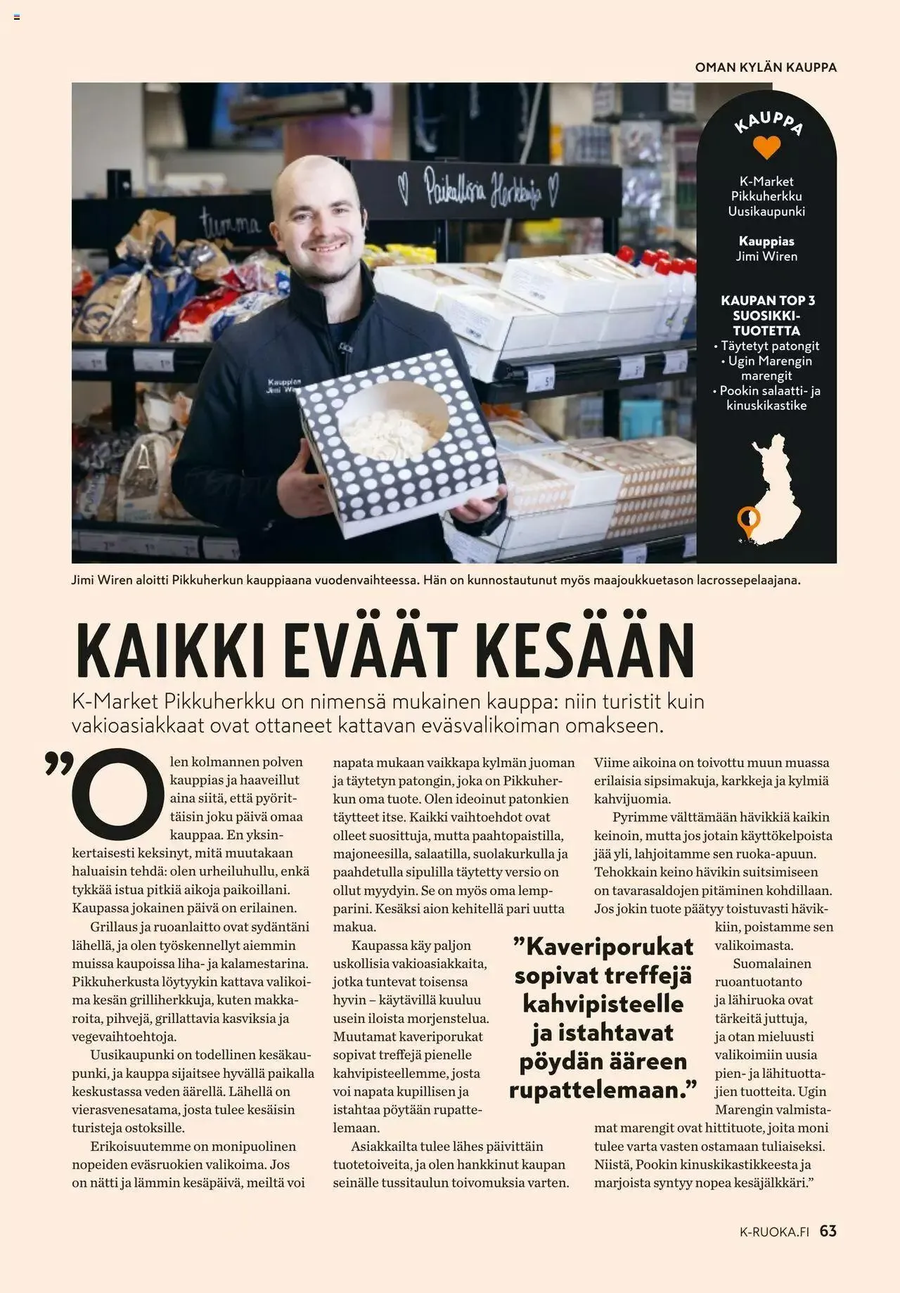 K-Market tarjoukset K-Ruoka 6–8/2023 voimassa alkaen 7. kesäkuuta - 29. elokuuta 2023 - Tarjouslehti sivu 63