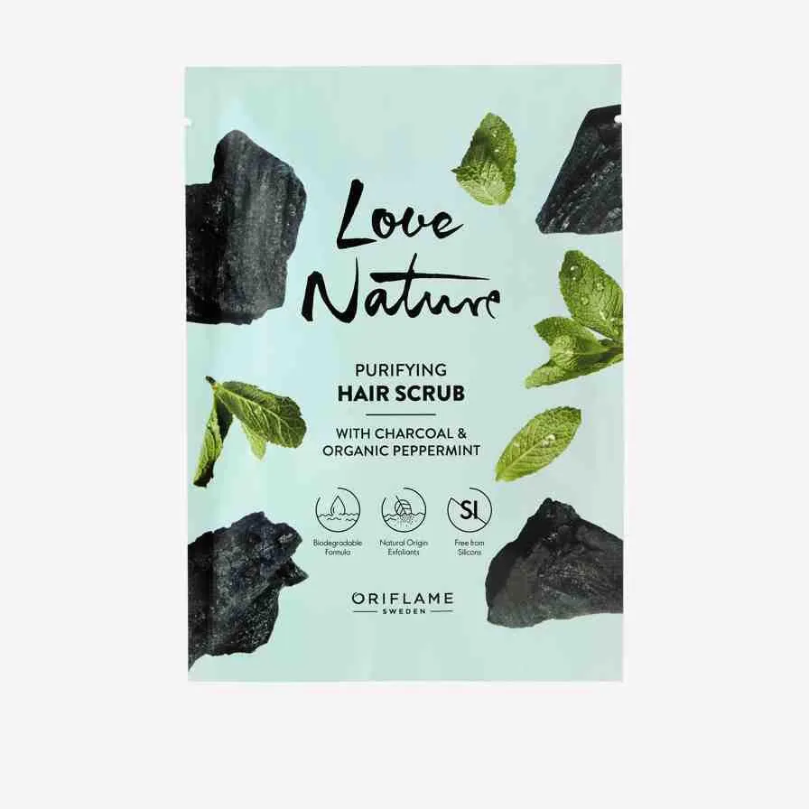 Love Nature Purifying Charcoal & Organic Peppermint -hiuspohjan kuorinta