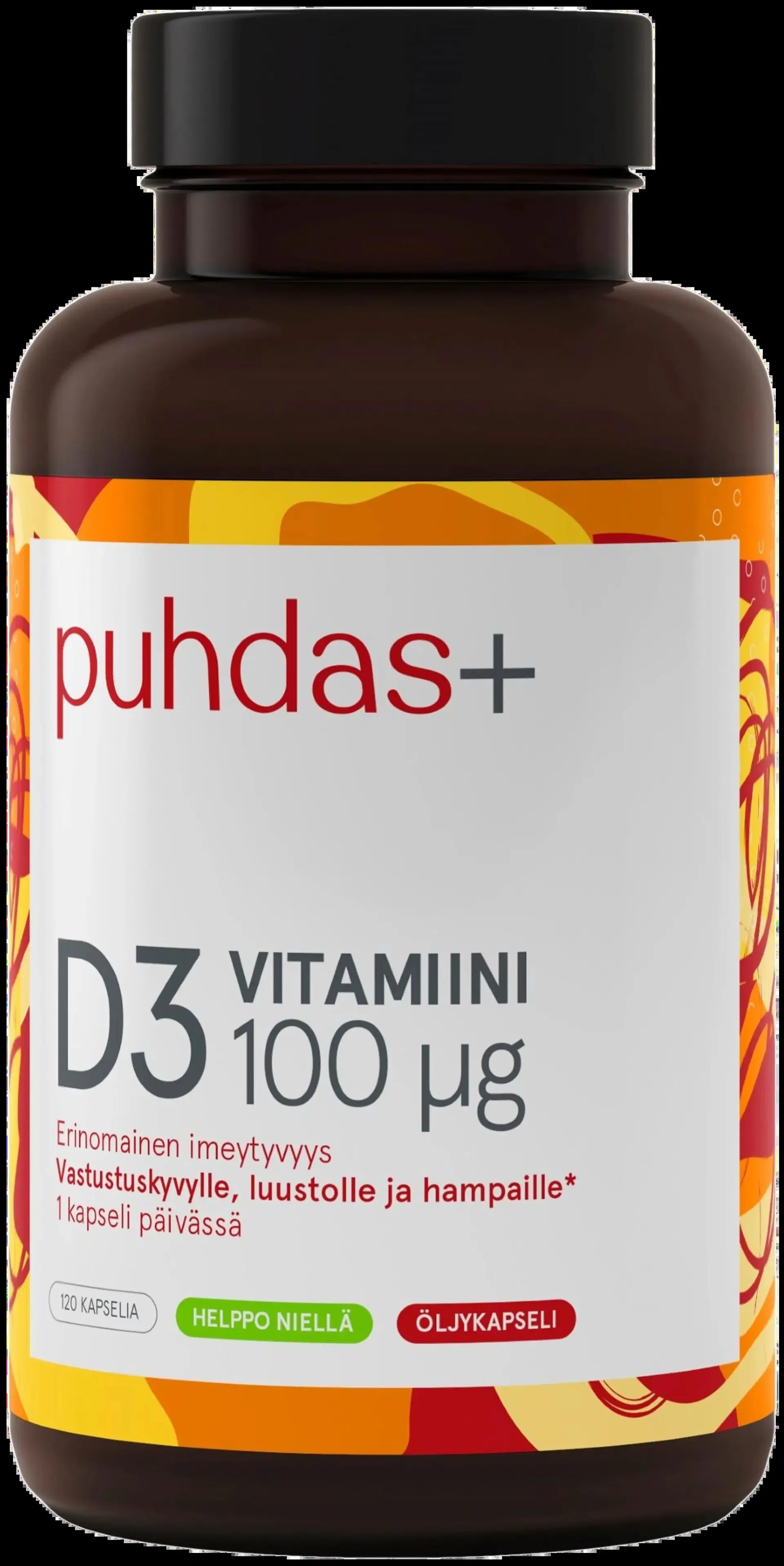 Puhdas+ D3-Vitamiini 100µg 120 kaps