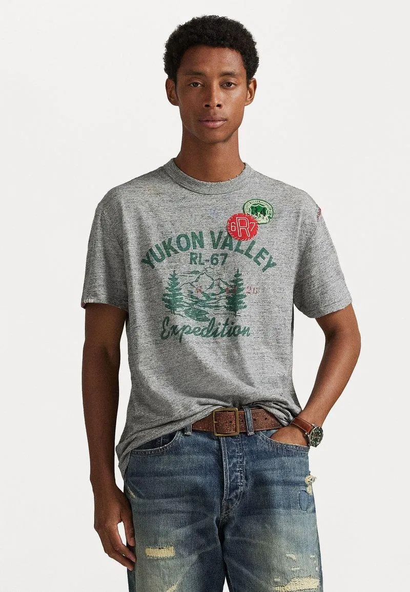 CLASSIC FIT JERSEY GRAPHIC T-SHIRT - Printtipaita - vintage salt and pepper heather