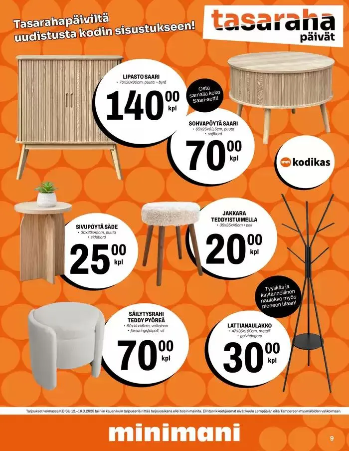 Minimani Yhtiöt Oy voimassa alkaen 12. maaliskuuta - 16. maaliskuuta 2025 - Tarjouslehti sivu 9