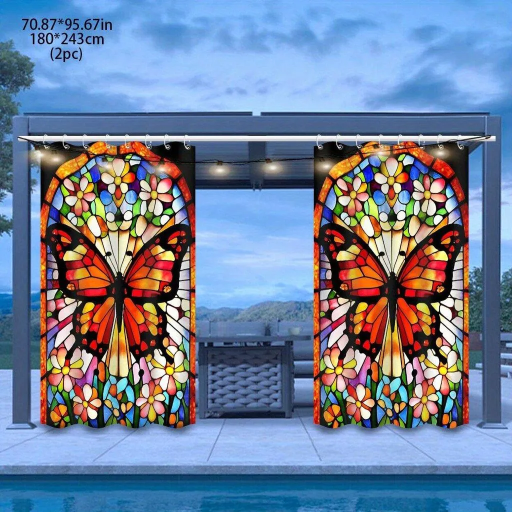 Perhonen Lasimaalaus Ovi Paneeli Verho Pickify, 2PC-180X243cm/71*96in