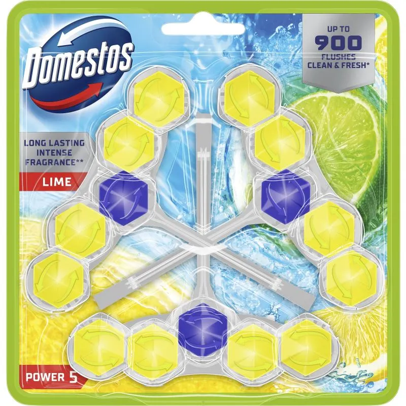 WC-raikastin Domestos 3 kpl / 150 g Power 5 Lime