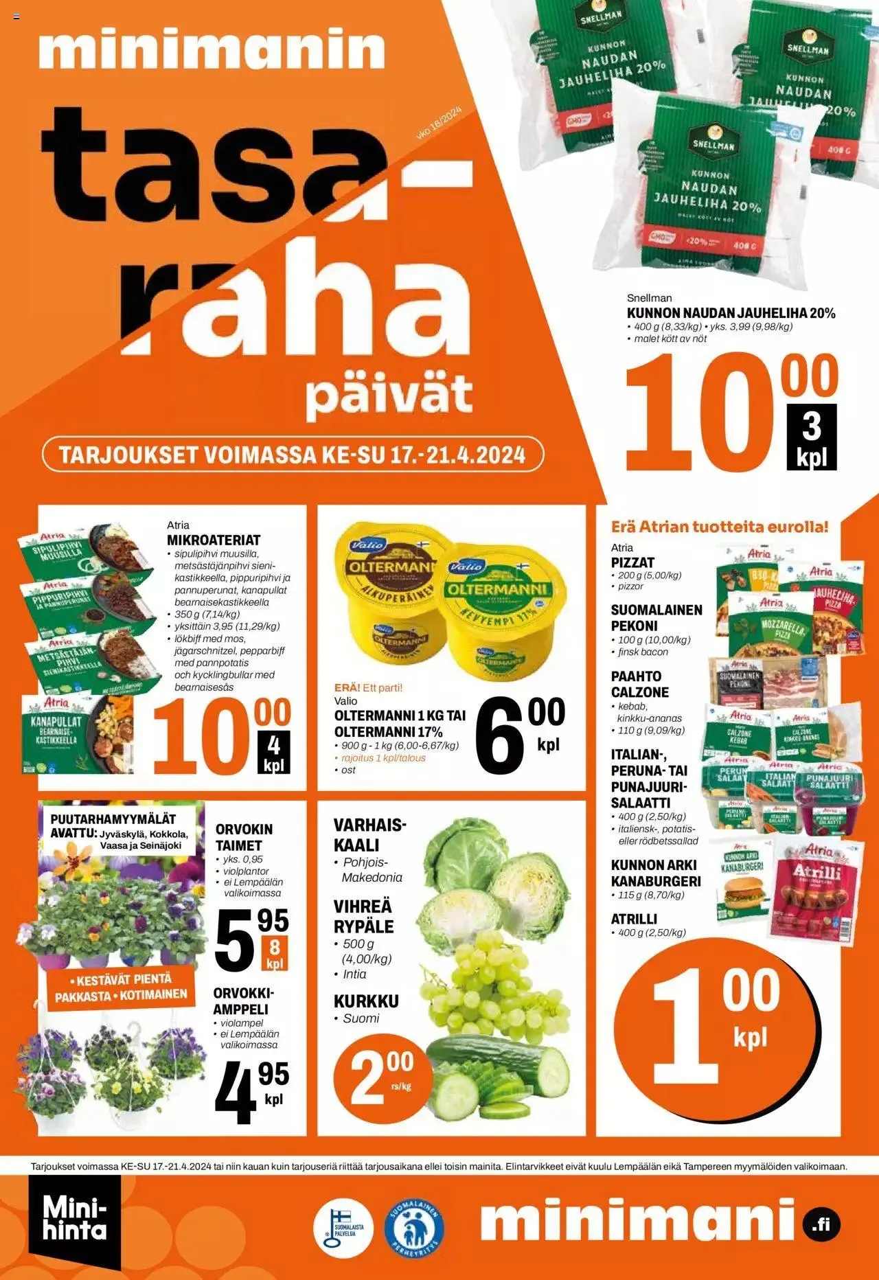 Minimani tarjoukset voimassa alkaen 17. huhtikuuta - 21. huhtikuuta 2024 - Tarjouslehti sivu 1