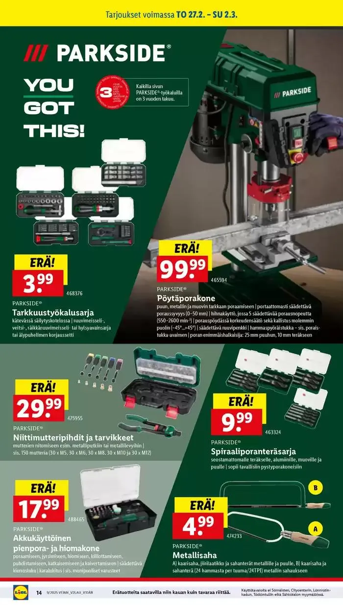 Mahtavia alennuksia valituista tuotteista voimassa alkaen 24. helmikuuta - 5. maaliskuuta 2025 - Tarjouslehti sivu 14