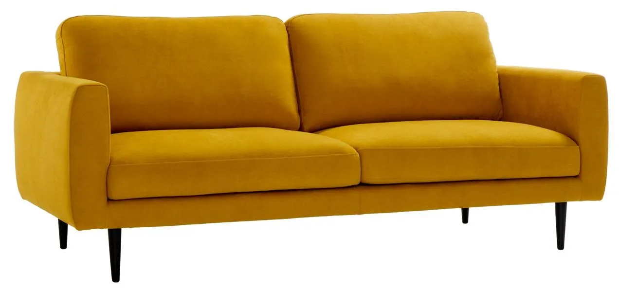 FRIDA-sohva Bistro-kangas, Keltainen, jalat musta puu