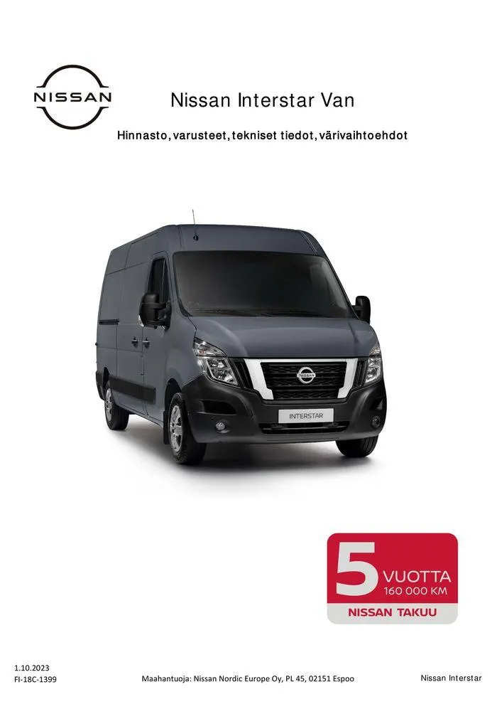 Nissan Interstar voimassa alkaen 15. lokakuuta - 15. lokakuuta 2024 - Tarjouslehti sivu 1
