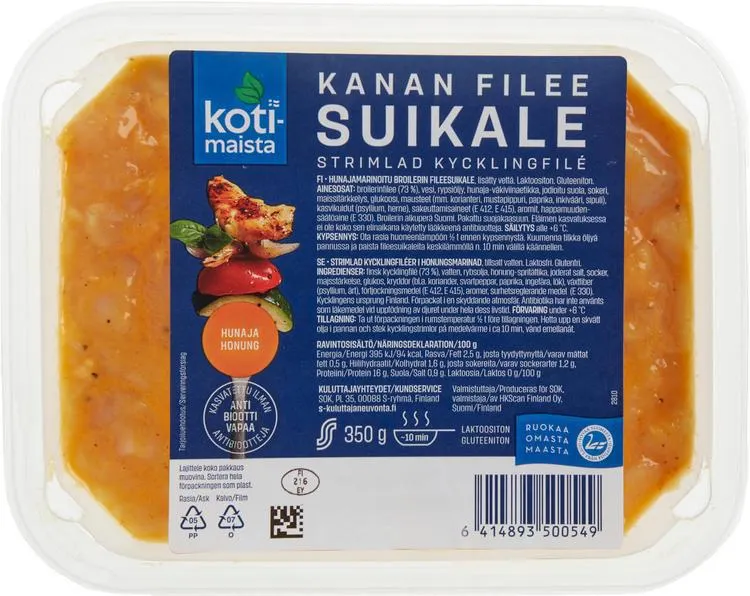 Kotimaista Kanan fileesuikale hunajamarinoitu 350 g