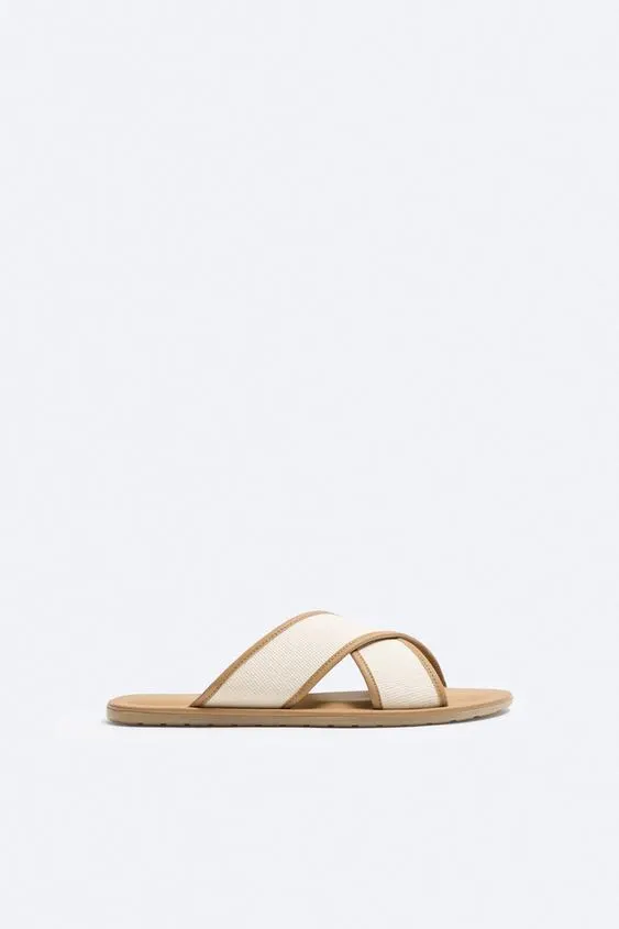 FABRIC CROSSOVER SANDALS