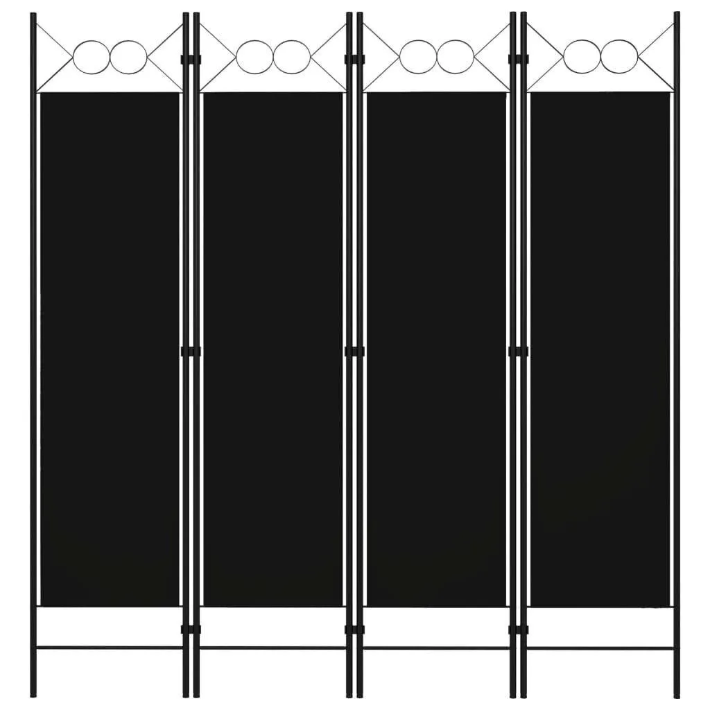 vidaXL 4-paneelinen tilanjakaja musta 160x180 cm