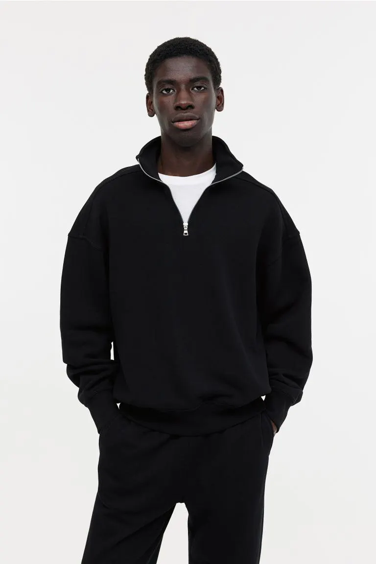 Puolivetoketjullinen collegepusero Oversized Fit