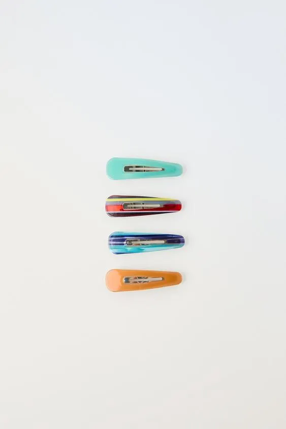 PACK OF FOUR STRIPED HAIR CLIPS