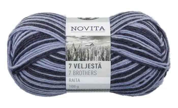 Novita 7 Veljestä lanka Raita 100 g 890 tyrsky