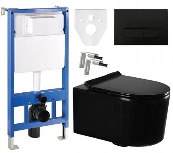 WC-setti Mexen 5in1 Fenix Slim wc-istuimella Sofia Rimless Slim, musta