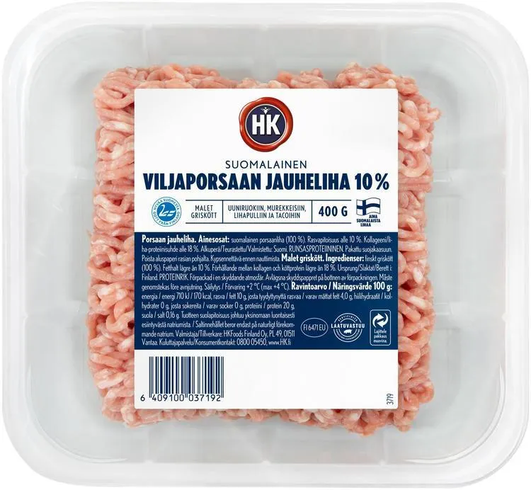 HK Viljaporsaan jauheliha 10% 400g