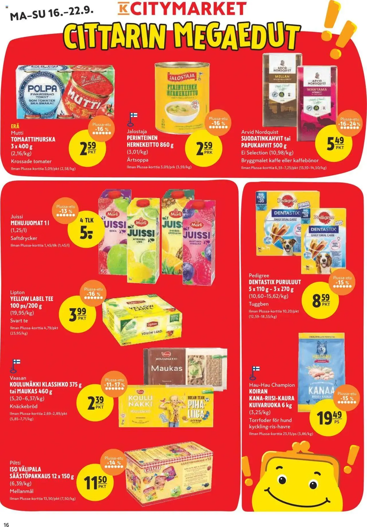 K-Citymarket tarjoukset voimassa alkaen 16. syyskuuta - 22. syyskuuta 2024 - Tarjouslehti sivu 16
