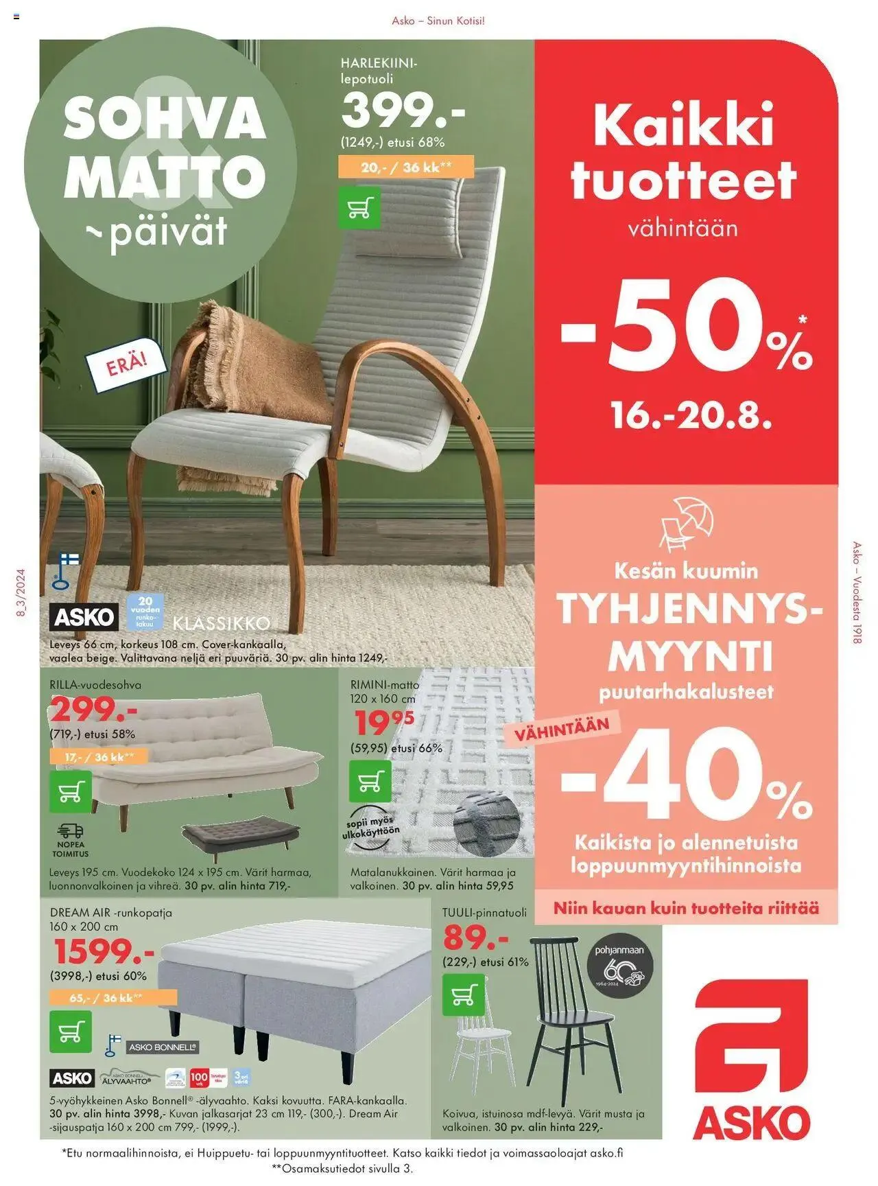 Asko tarjoukset voimassa alkaen 19. elokuuta - 31. joulukuuta 2024 - Tarjouslehti sivu 1
