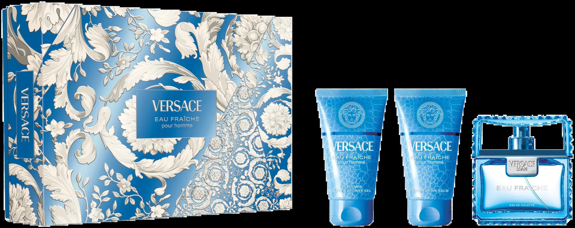 Versace Eau Fraîche lahjapakkaus EdT 50 ml + kylpy- ja suihkugeeli 50 ml + partabalsami 50 ml