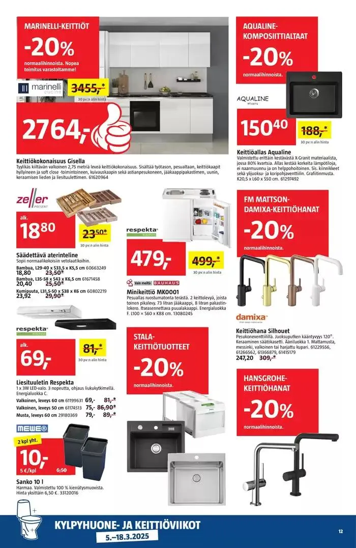 Bauhaus tarjoukset voimassa alkaen 6. maaliskuuta - 18. maaliskuuta 2025 - Tarjouslehti sivu 12