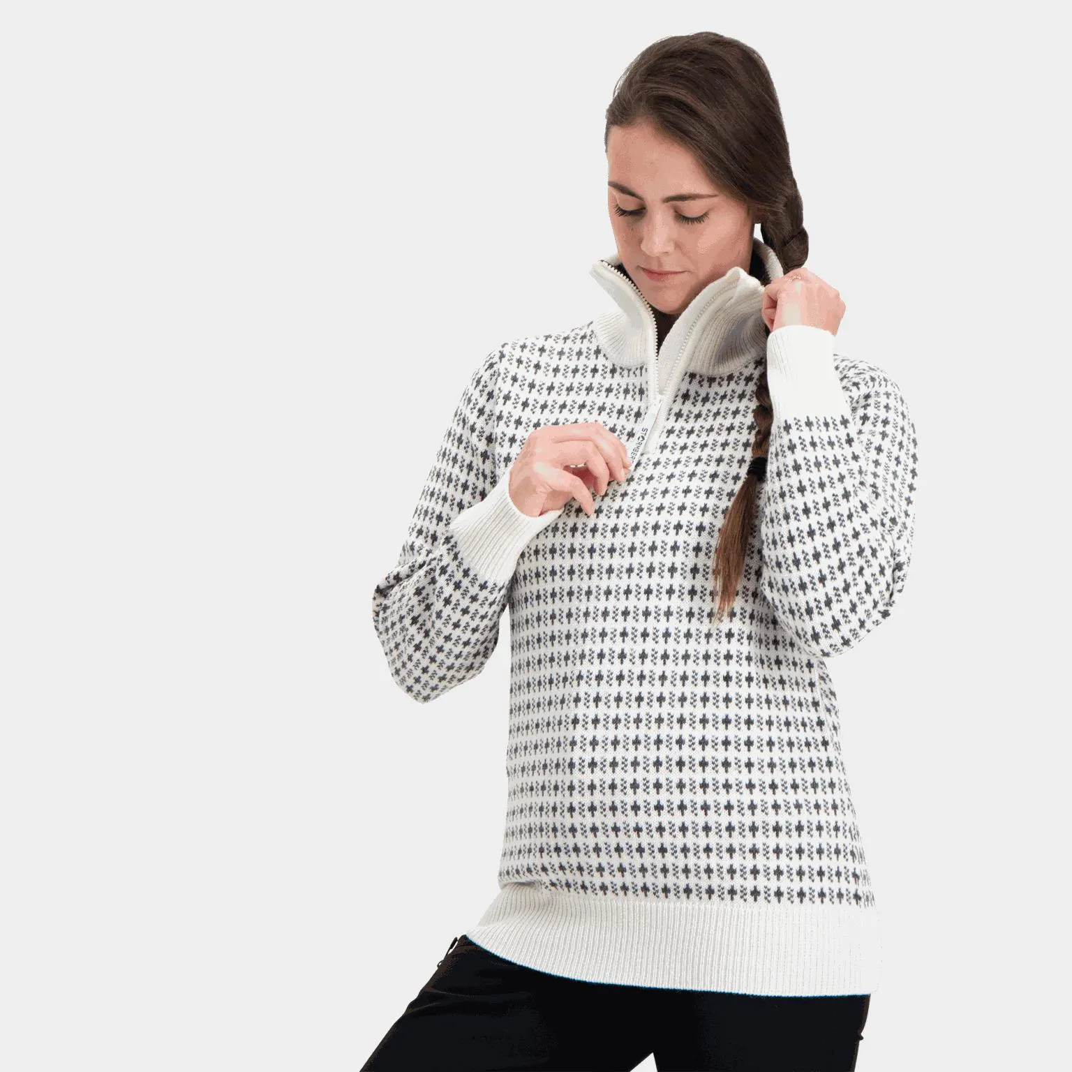Nordishavet Wool Zip Sweater, naisten villapaita - Valkoinen