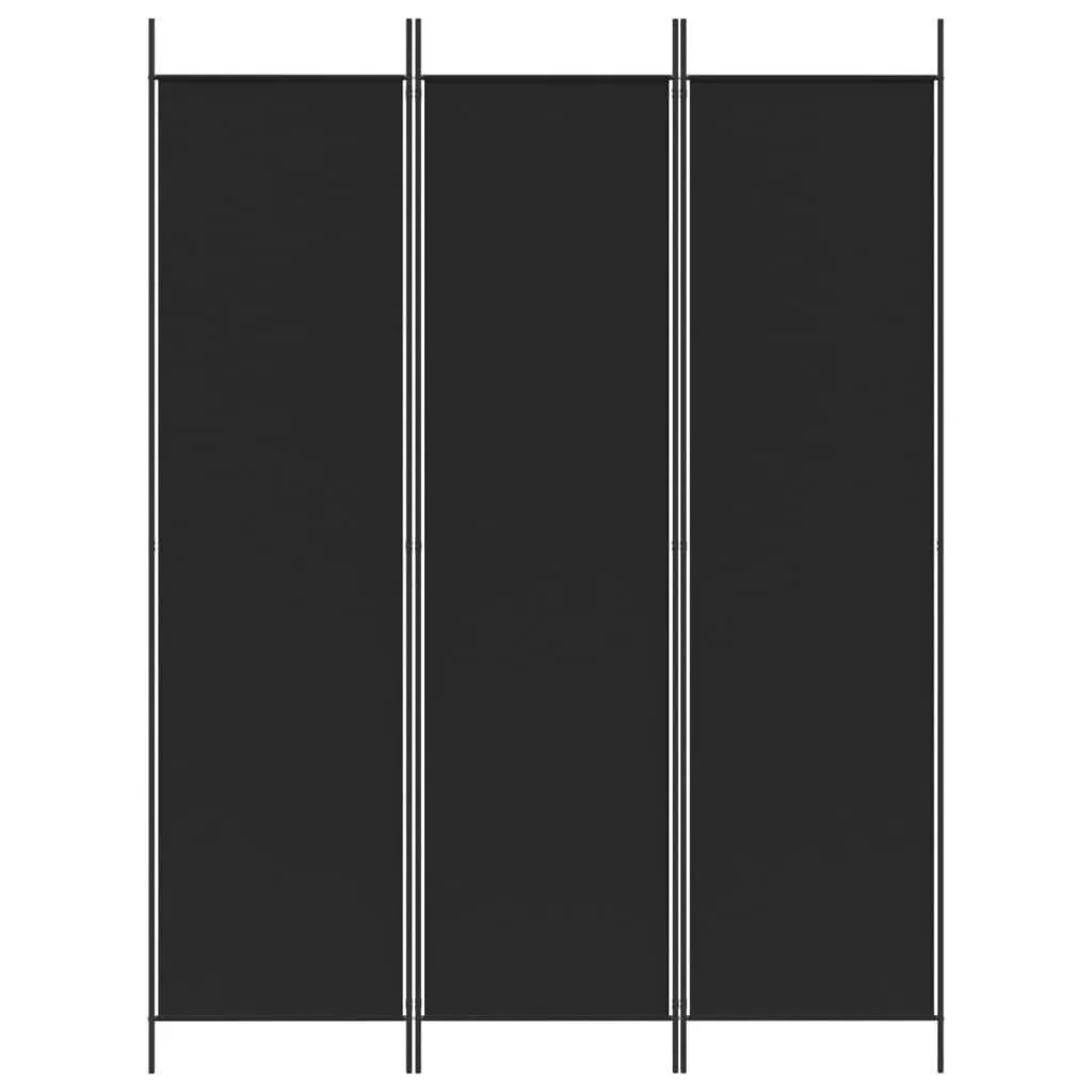 vidaXL 3-paneelinen Tilanjakaja musta 150x200 cm kangas