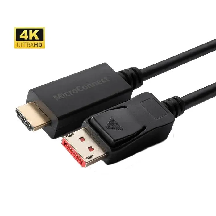 MicroConnect 4K DisplayPort 1.4 - HDMI 2.0 Cable 2m