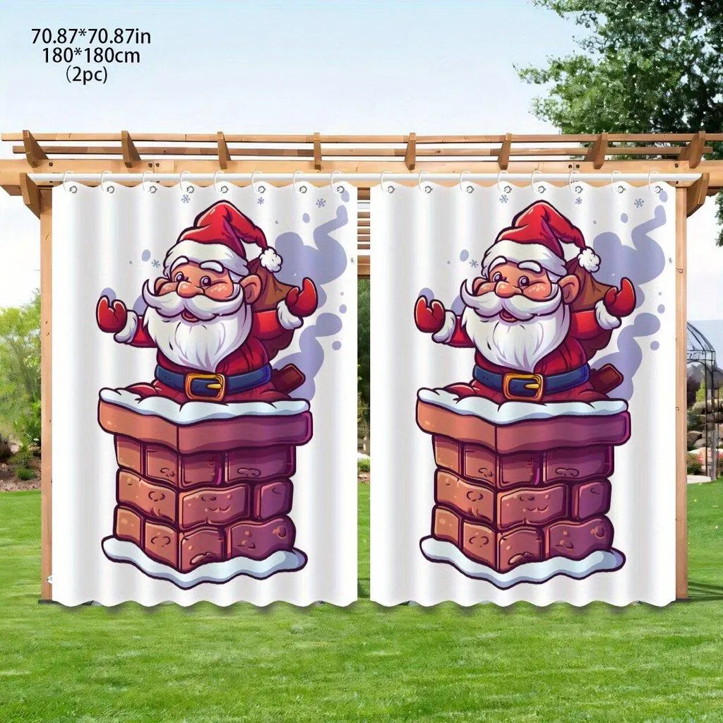Polyesteri Vedenkestävä Patioverho Joulupukki Kuvio Pickify, 2 PC-180X180cm/71*71in