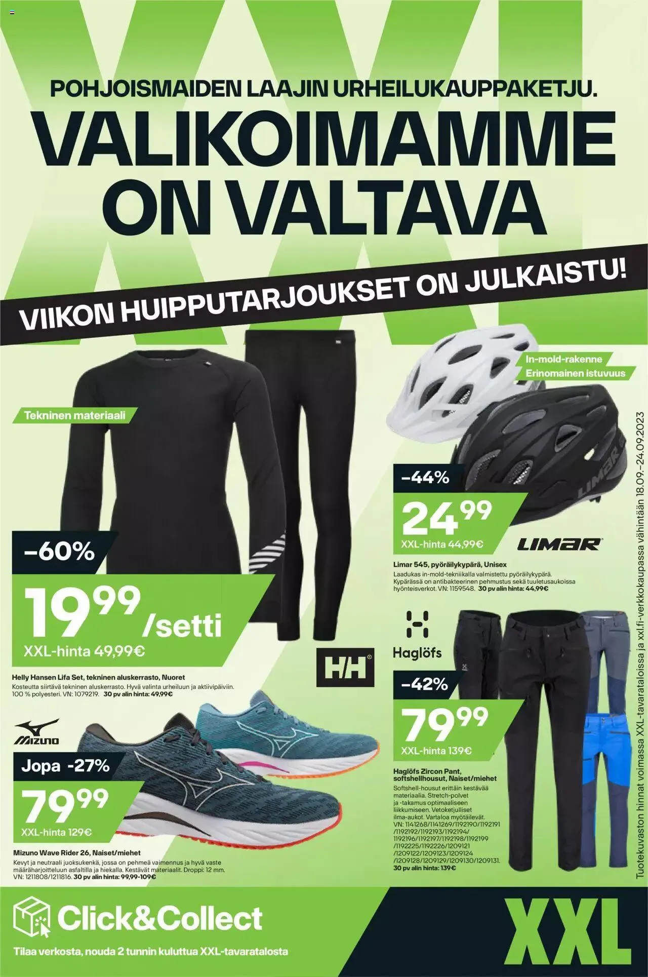 XXL tarjoukset voimassa alkaen 18. syyskuuta - 24. syyskuuta 2023 - Tarjouslehti sivu 1