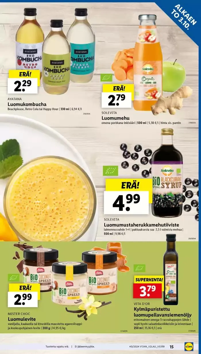 Uusia tarjouksia löydettäväksi voimassa alkaen 30. syyskuuta - 9. lokakuuta 2024 - Tarjouslehti sivu 15