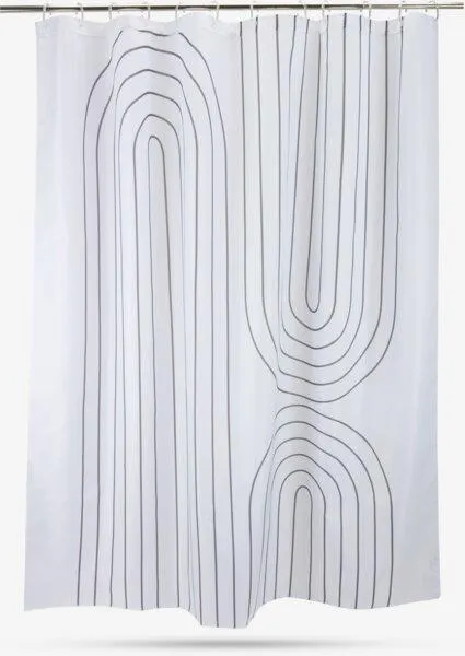 Suihkuverho HAKKAS 180x200cm valkoinen/harmaa