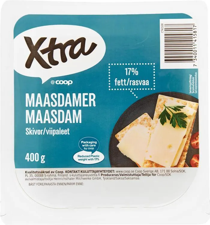 Xtra Maasdam juustoviipaleet 17 % 400 g