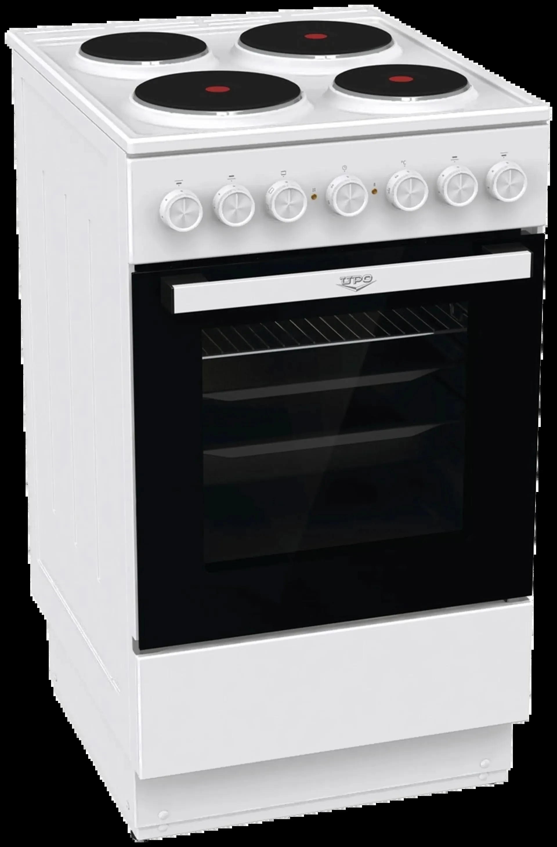 Upo 50cm leveä valurauta lattialiesi turva-ajastimella UE5B20W valkoinen