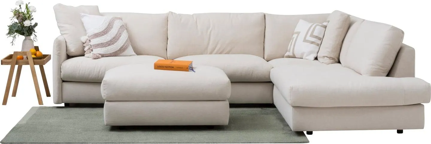 avokulmasohva (oikea) beige