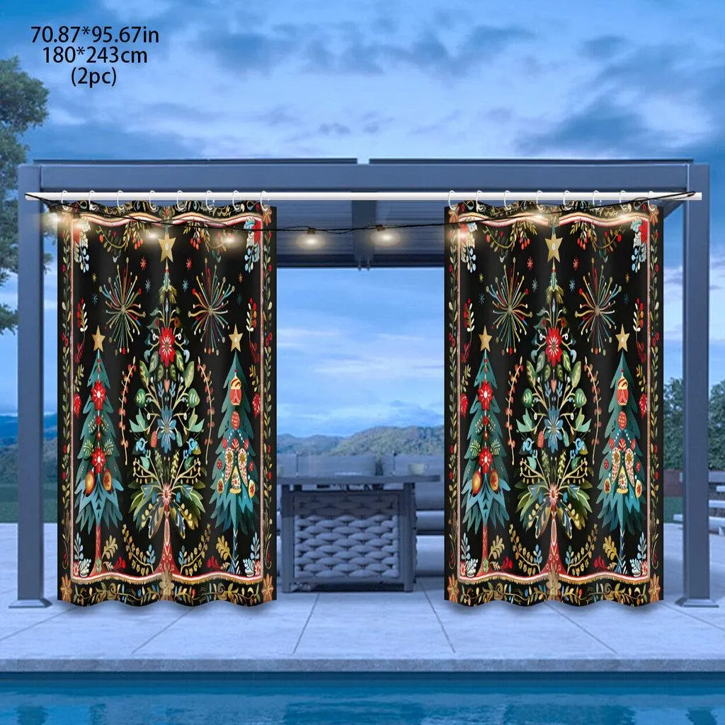 BAIJIAHAO Polyesteri Ulkona Yksityisyysverho, Joulukuusi Koristepaneeli Pickify, 2PC-180X243cm/71*96in