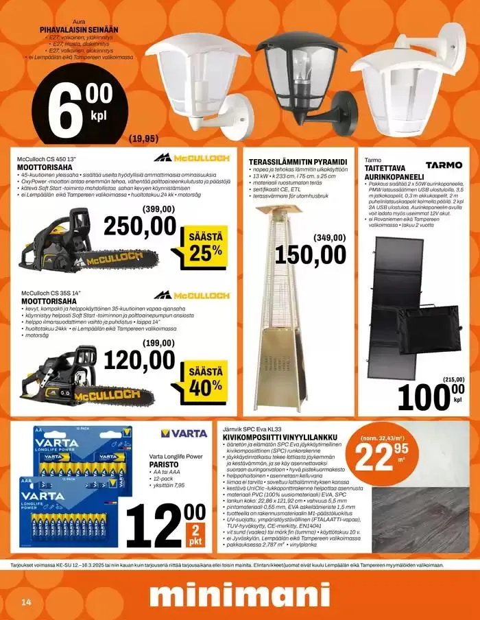 Minimani Yhtiöt Oy voimassa alkaen 12. maaliskuuta - 16. maaliskuuta 2025 - Tarjouslehti sivu 14