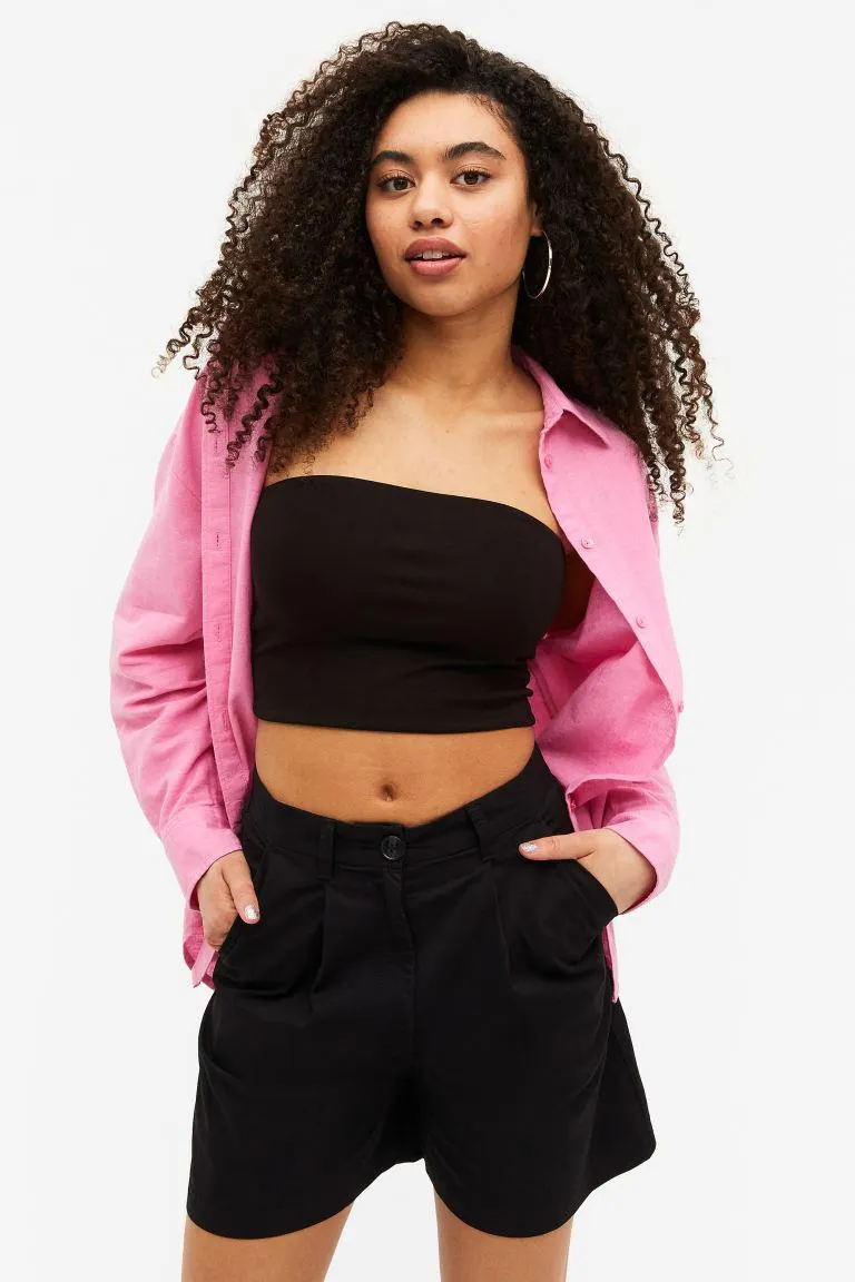 High waist pleated shorts