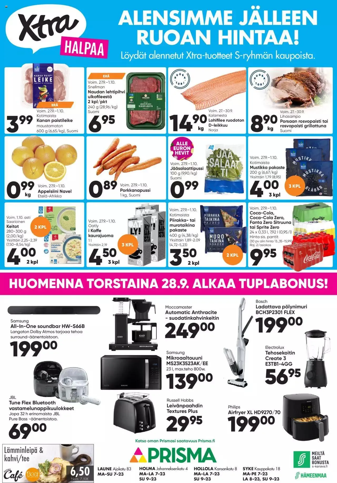 Prisma tarjoukset - Laune, Holma, Hollola, Syke voimassa alkaen 27. syyskuuta - 1. lokakuuta 2023 - Tarjouslehti sivu 1