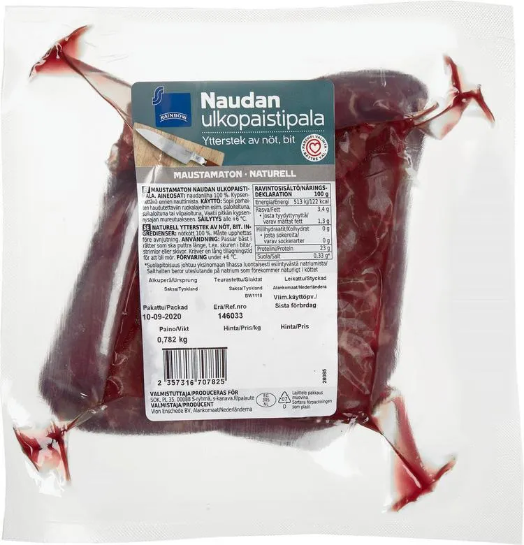 Rainbow naudan ulkopaistipala maustamaton n. 800 g