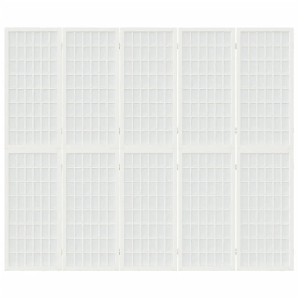 vidaXL Tilanjakaja 5 paneelia japanilaistyylinen 200x170cm valkoinen, Balta