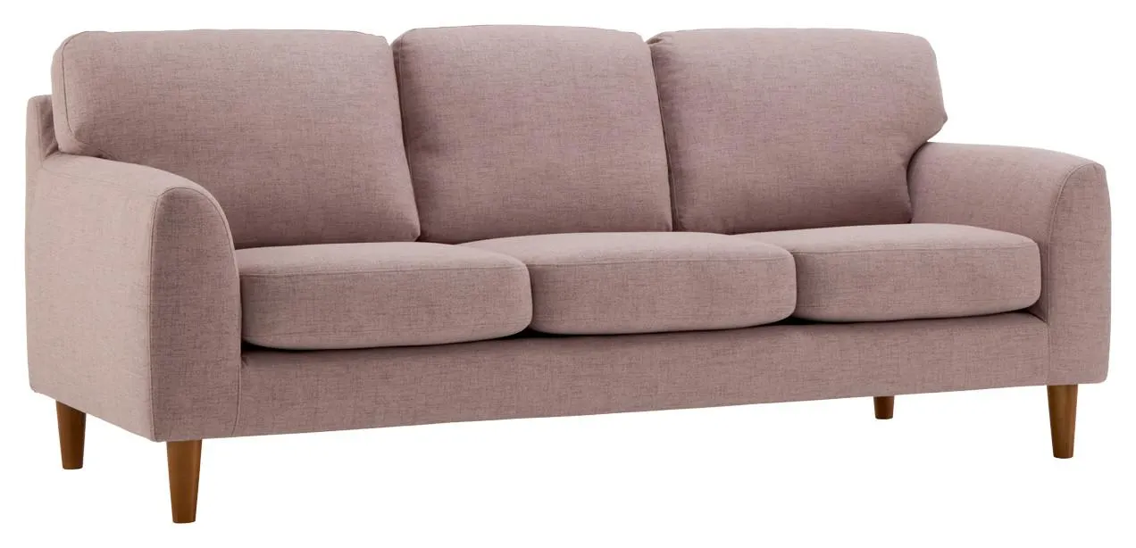 REGINA 3h sohva Tiama-kangas, Roosa, jalat pähkinä