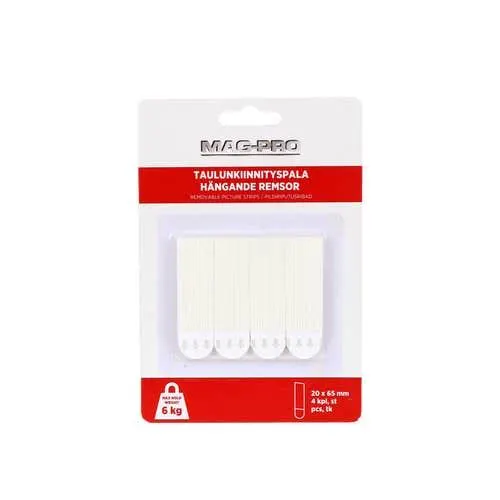 MagPro taulunkiinnityspala 20x65mm 4kpl sarja valkoinen