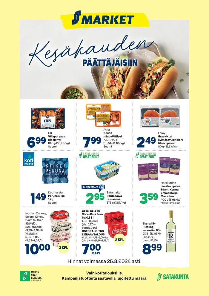 S-Market tarjoukset voimassa alkaen 22. elokuuta - 5. syyskuuta 2024 - Tarjouslehti sivu 1