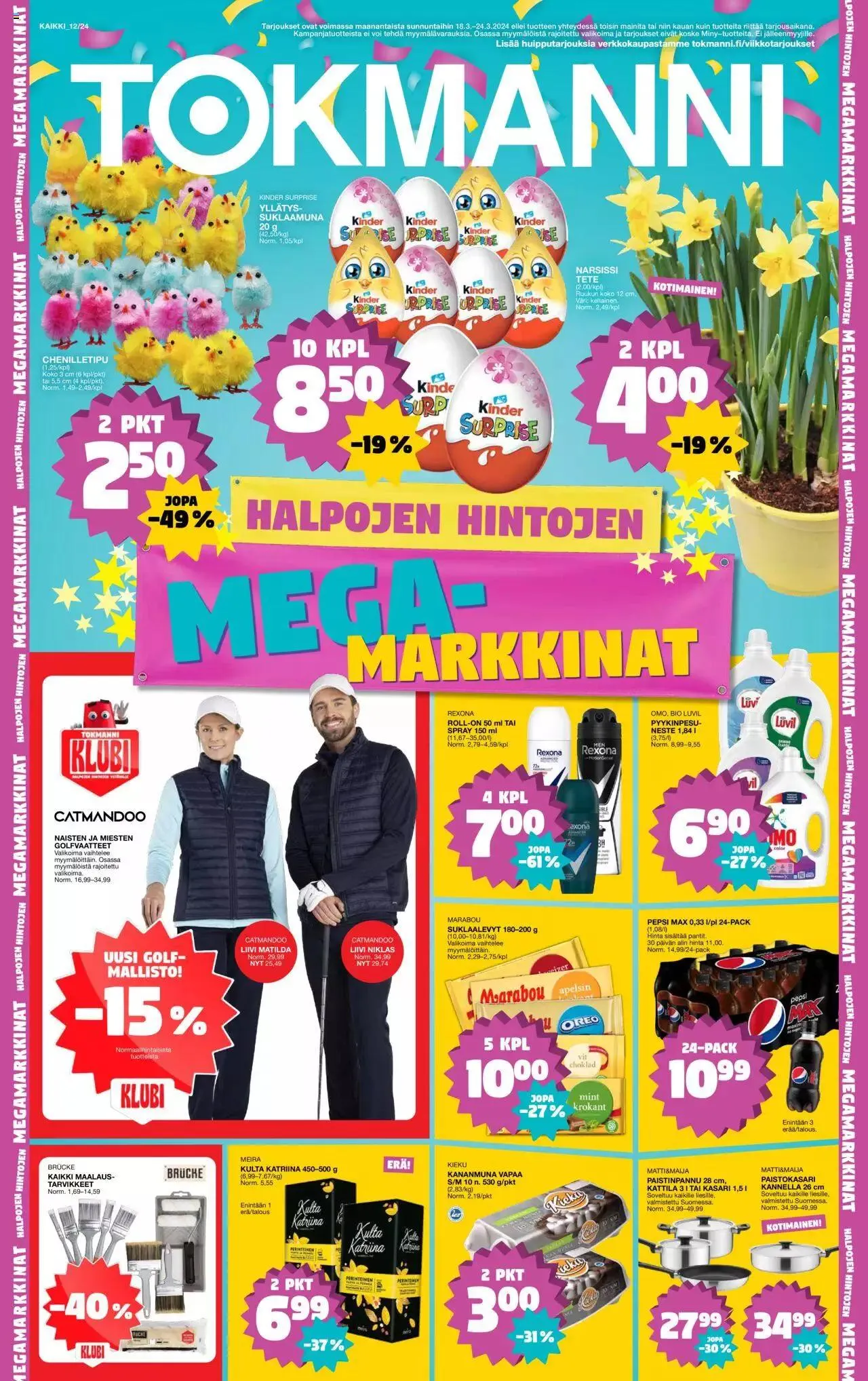 Tokmanni tarjoukset voimassa alkaen 18. maaliskuuta - 24. maaliskuuta 2024 - Tarjouslehti sivu 1